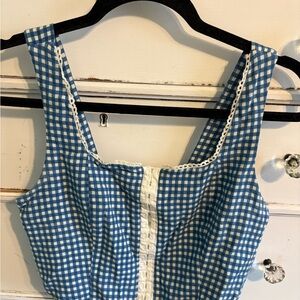 Monteau Blue Checkered Corset Top